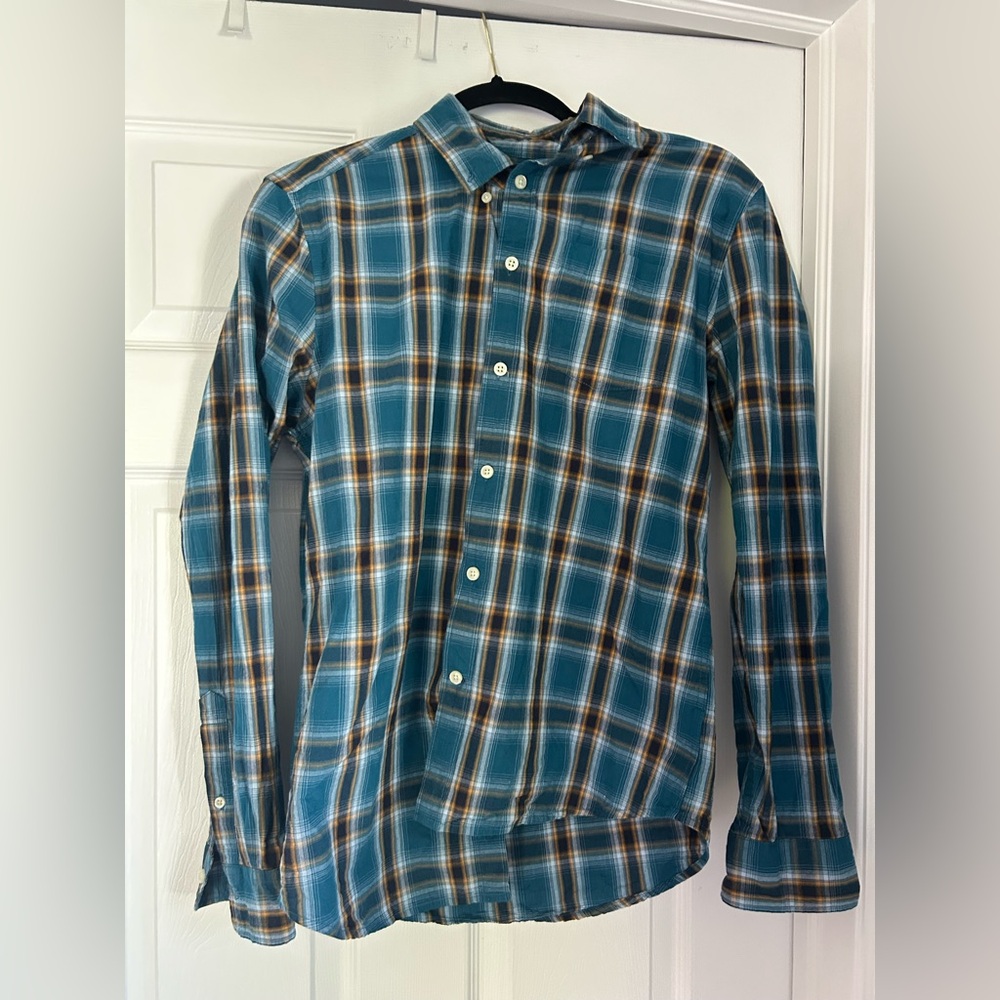 GAP Teal and Brown Plaid Men's Shirt
